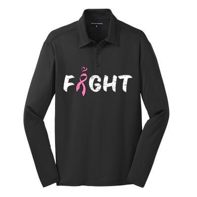 Fight Breast Cancer Silk Touch Performance Long Sleeve Polo