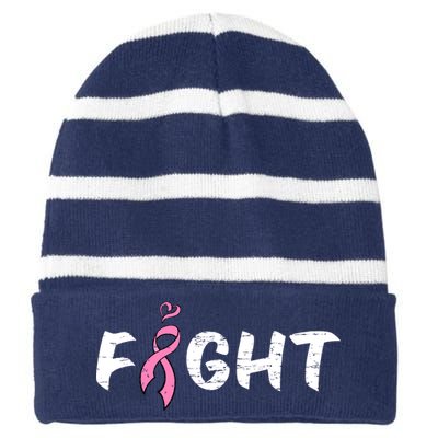 Fight Breast Cancer Striped Beanie with Solid Band