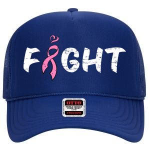 Fight Breast Cancer High Crown Mesh Back Trucker Hat