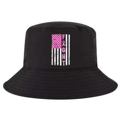 Fight Breast Cancer American Flag Cool Comfort Performance Bucket Hat