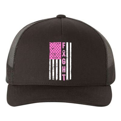 Fight Breast Cancer American Flag Yupoong Adult 5-Panel Trucker Hat