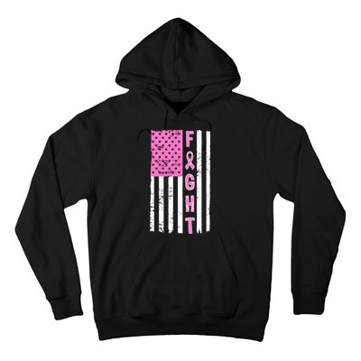 Fight Breast Cancer American Flag Hoodie