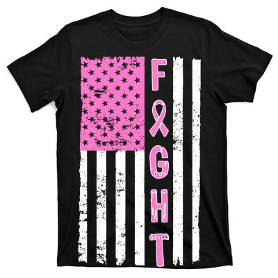 Fight Breast Cancer American Flag T-Shirt