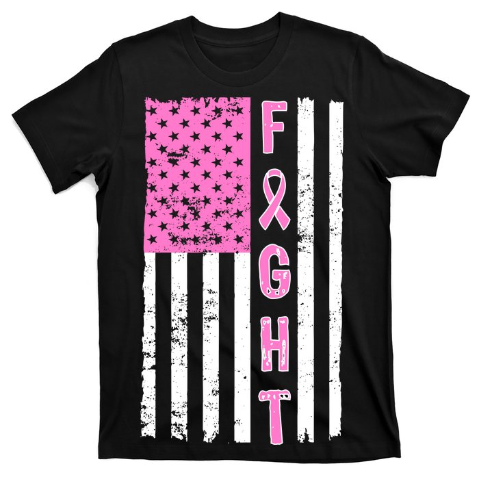 Fight Breast Cancer American Flag T-Shirt