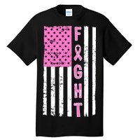 Fight Breast Cancer American Flag Tall T-Shirt