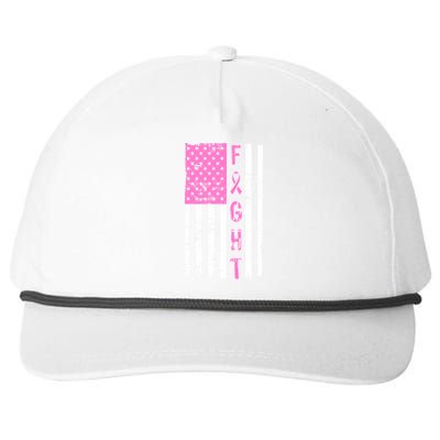 Fight Breast Cancer American Flag Snapback Five-Panel Rope Hat