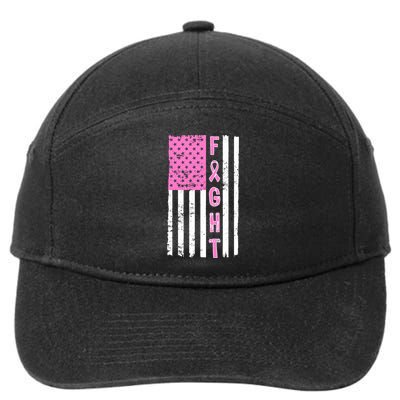 Fight Breast Cancer American Flag 7-Panel Snapback Hat