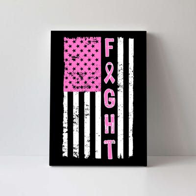 Fight Breast Cancer American Flag Canvas