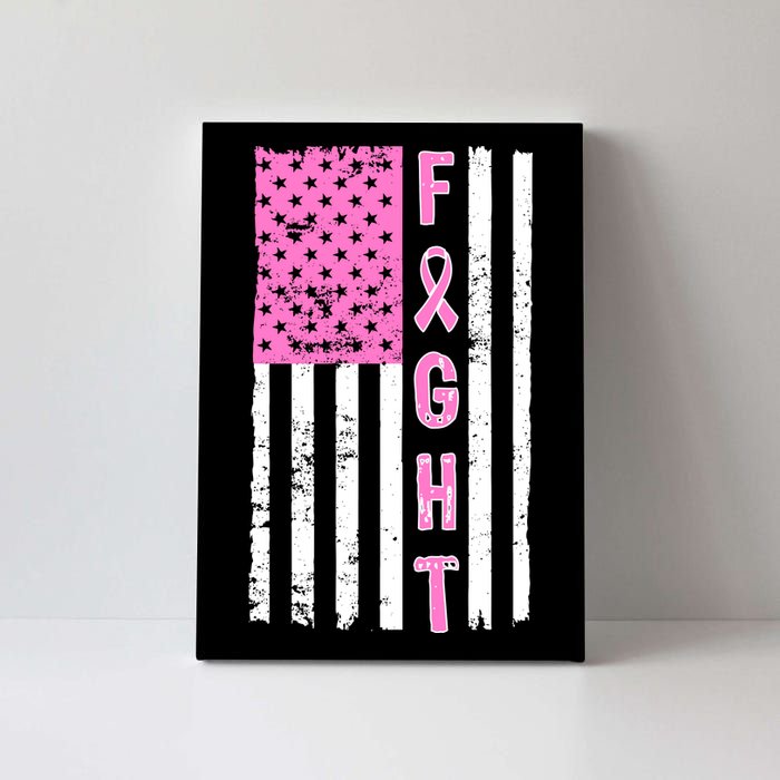 Fight Breast Cancer American Flag Canvas