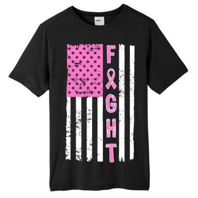 Fight Breast Cancer American Flag Tall Fusion ChromaSoft Performance T-Shirt