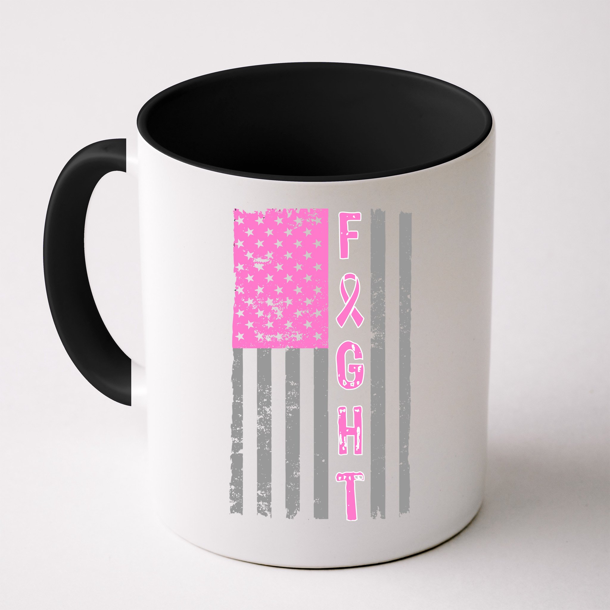Fight Breast Cancer American Flag Mug