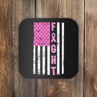 Fight Breast Cancer American Flag Coaster