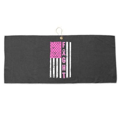 Fight Breast Cancer American Flag Large Microfiber Waffle Golf Towel