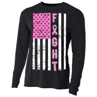 Fight Breast Cancer American Flag Cooling Performance Long Sleeve Crew