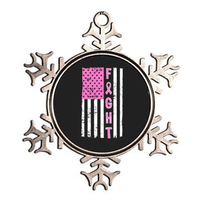 Fight Breast Cancer American Flag Metallic Star Ornament