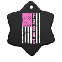 Fight Breast Cancer American Flag Ceramic Star Ornament