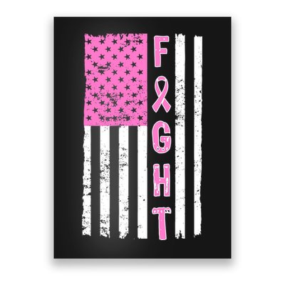 Fight Breast Cancer American Flag Poster
