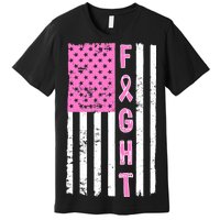 Fight Breast Cancer American Flag Premium T-Shirt