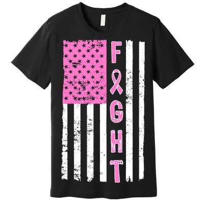 Fight Breast Cancer American Flag Premium T-Shirt