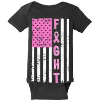 Fight Breast Cancer American Flag Baby Bodysuit