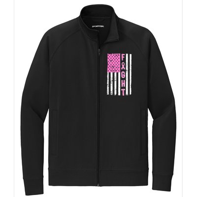 Fight Breast Cancer American Flag Stretch Full-Zip Cadet Jacket