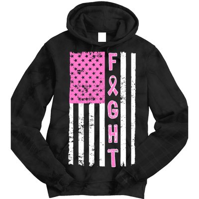 Fight Breast Cancer American Flag Tie Dye Hoodie