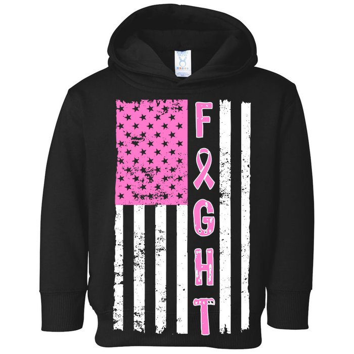 Fight Breast Cancer American Flag Toddler Hoodie