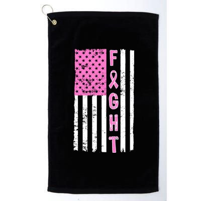 Fight Breast Cancer American Flag Platinum Collection Golf Towel