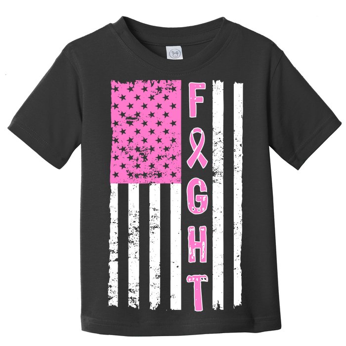 Fight Breast Cancer American Flag Toddler T-Shirt