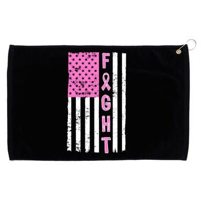 Fight Breast Cancer American Flag Grommeted Golf Towel