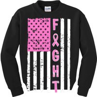 Fight Breast Cancer American Flag Kids Sweatshirt