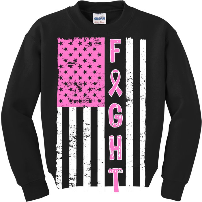 Fight Breast Cancer American Flag Kids Sweatshirt