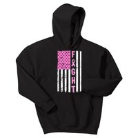 Fight Breast Cancer American Flag Kids Hoodie