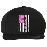 Fight Breast Cancer American Flag Wool Snapback Cap