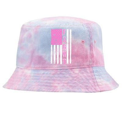 Fight Breast Cancer American Flag Tie-Dyed Bucket Hat