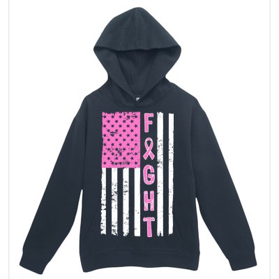 Fight Breast Cancer American Flag Urban Pullover Hoodie