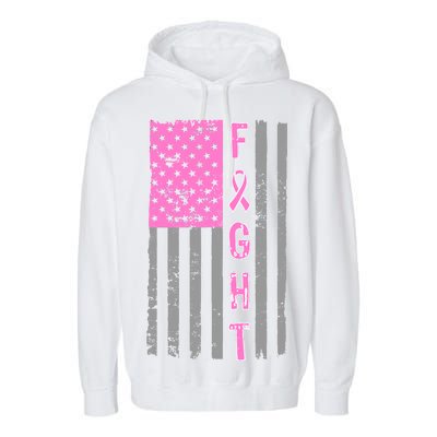 Fight Breast Cancer American Flag Garment-Dyed Fleece Hoodie