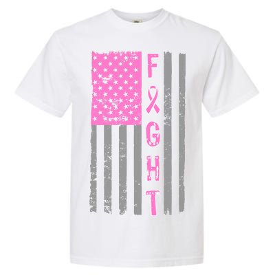 Fight Breast Cancer American Flag Garment-Dyed Heavyweight T-Shirt