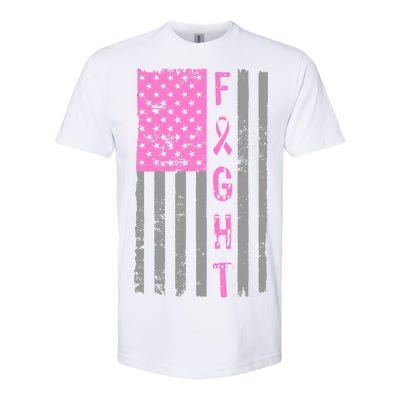 Fight Breast Cancer American Flag Softstyle CVC T-Shirt