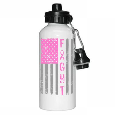 Fight Breast Cancer American Flag Aluminum Water Bottle