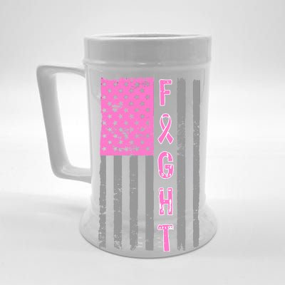 Fight Breast Cancer American Flag Beer Stein