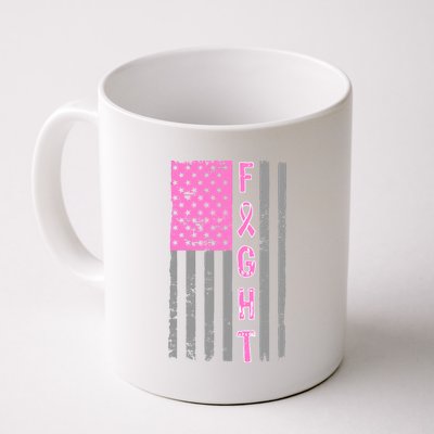 Fight Breast Cancer American Flag Coffee Mug