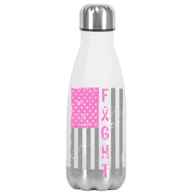 Fight Breast Cancer American Flag Stainless Steel Insulated Water Bottle