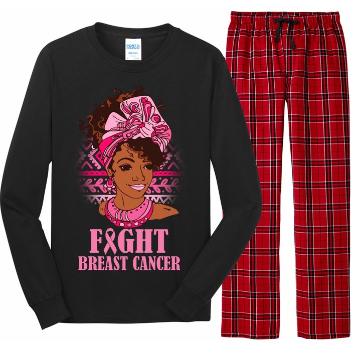 Fight Breast Cancer Awareness African American Long Sleeve Pajama Set