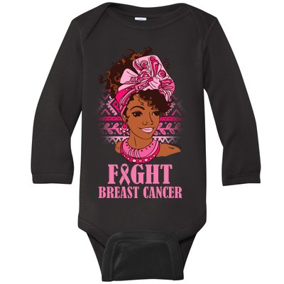 Fight Breast Cancer Awareness African American Baby Long Sleeve Bodysuit