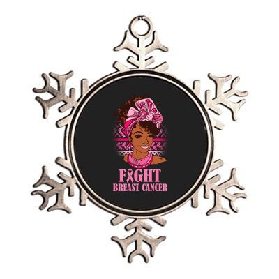 Fight Breast Cancer Awareness African American Metallic Star Ornament