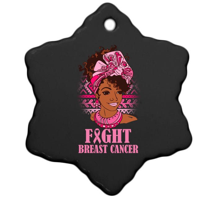 Fight Breast Cancer Awareness African American Ceramic Star Ornament