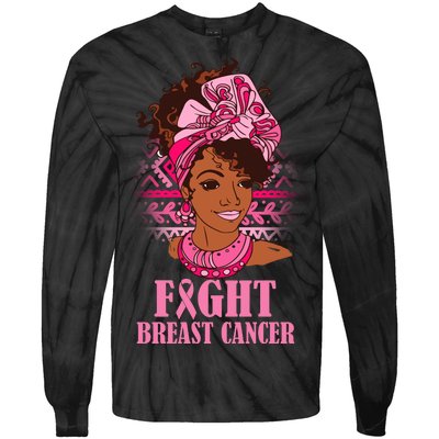 Fight Breast Cancer Awareness African American Tie-Dye Long Sleeve Shirt