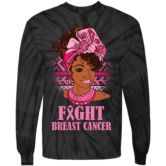 Fight Breast Cancer Awareness African American Tie-Dye Long Sleeve Shirt