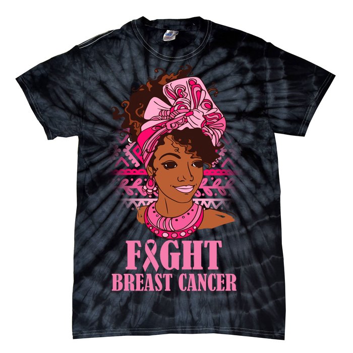 Fight Breast Cancer Awareness African American Tie-Dye T-Shirt